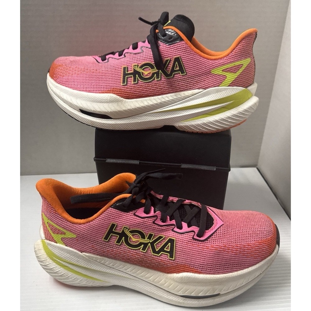 Hoka One One Sneakers Womens 7 B Mach X 3 1168721 NNRS Pink Running Shoes USED
